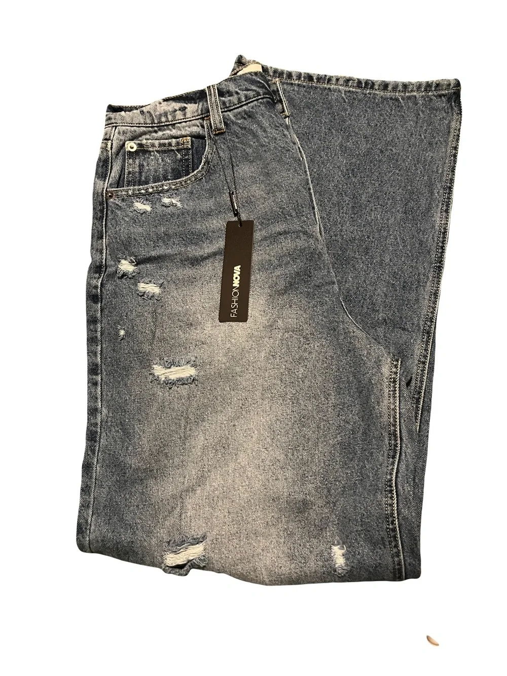 Fashion Nova On Trend 90’s Baggy Wide Leg Jean Med Blue Wash Size 13